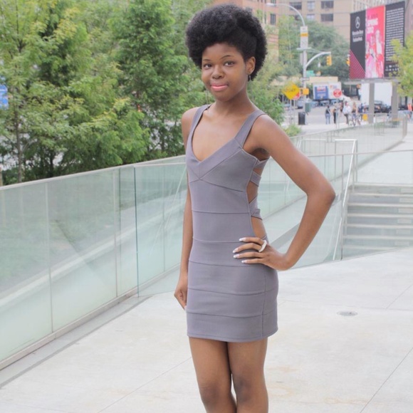 Sexy! Gray Cutout Club Dress - Picture 1 of 2